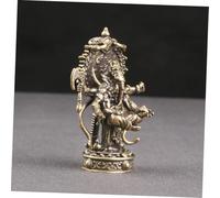 FIXOSHEE Brass Elephant Head God Statue Decorative Ornament for Home Office Altar Sacred Retro Sculpture Ganesh Figurine Blessing Decor