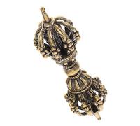 FIXOSHEE Brass Tibetan Vajra Pestle Figurine Retro Style Miniature Dharma Ornament Home Decor Desk Sculpture Blessing Luck Religious Decoration