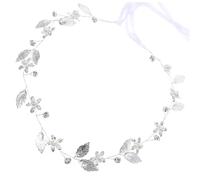 FIXOSHEE Bridal Leaf Hair Vine Silver Headpiece with Ribbon Elegant Pearl Wedding Hair Accessory for Women Bridesmaids Delicate Ribbon Tied Hairband for Special Occasions
