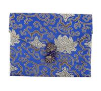 FIXOSHEE Brocade Scriptures Zip Pouch Small Storage Bag for Jewelry and Bible Carrying, Rectangle Zippered Container for Buddhist Scripture Wrapping and Travel Bag in Royal Blue