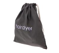 FIXOSHEE Canvas Hair Dryer Storage Pouch Dustproof Drawstring Bag Cloth Organizer for Travel and Home Multipurpose Small Item Holder Dark Grey with English Embroidery