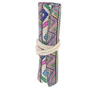 FIXOSHEE Canvas Pencil Roll Organizer, 36-Slot Large Capacity Pencil Case, Purple Ethnic Style, Portable Pen Wrap Pouch for Students and Artists, Suitable for School and Travel Use