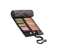 FIXOSHEE Canvas Pencil Roll Wrap Organizer 72 Slots, Portable Large Capacity Pencil Storage Pouch for Artists and Students, Pattern, Travel Drawing and Coloring Supplies Case