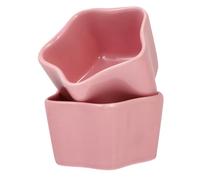 FIXOSHEE Ceramic Pet Feeding Bowl 2pcs Star-shaped Small Non-tip Food Dish Pink for Hamsters and Small Animals