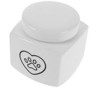 FIXOSHEE Ceramic Pet Memorial Urn 500Ml Small Cat Shaped Ashes Keepsake Box with Paw Print Design for Dogs and Small Animals Funeral Remembrance