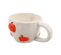 FIXOSHEE Ceramic Pumpkin Mug with Heat Resistant Handle Ergonomic Grip Easy to Clean Coffee Cup for Autumn Halloween Thanksgiving Latte Hot and Tea Drinking