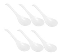 FIXOSHEE Ceramic Soup Spoons Kitchen Utensils White 6pcs Home Dining Flatware Food Scoops for Soup and Cooking