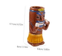 FIXOSHEE Ceramic Tiki Mug Hawaiian Themed Wine Cup Creative Coconut Brown Cocktail Cup Decorative Bar Drinkware for Parties and Lounges
