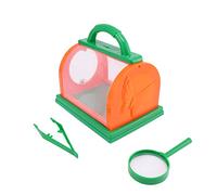 FIXOSHEE Childrens Insect Catching Kit with Colorful Plastic Mesh Cage and Handle Includes Tweezers and Magnifier for Outdoor Exploration Portable Bug Holder for Boys and Orange Green