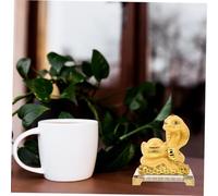 FIXOSHEE Chinese Zodiac Snake Figurine Golden Resin Feng Shui Decor for Wealth Success Luck Business Event Home Office Collectible Art Craft