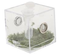 FIXOSHEE Clear Acrylic Jumping Spider Enclosure Box with Ventilation Sturdy Transparent Habitat for Small Reptiles Insects and Bugs Medium Sized Breeding Case with Temperature Adhesive for