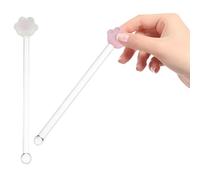 FIXOSHEE Cocktail Sticks Glass Swizzle Rods Set of 2 Cat Paw Design Long Handle for Mixing Coffee Fruit Juice and Soft Drinks at Home Bar 6.10In