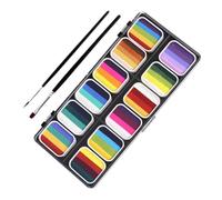 FIXOSHEE Color Rainbow Body Paint Kit for Adults Water-soluble Matte Face Painting Palette with Brushes Non-toxic Cosplay Makeup for Festivals Parties Halloween and Role Play