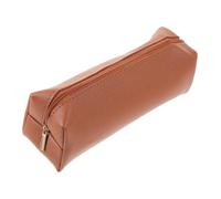 FIXOSHEE Cosmetic Brush Holder and Pencil Pouch Small Travel Makeup Brush Bag Brown Unisex for Office and Daily Use