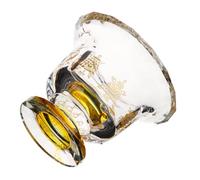 FIXOSHEE Crystal Buddha Water Offering Cup Glass Bowl with Gold Inlay Small Compact High-footed Vessel for Buddhist Rituals and Food Storage Sturdy Design for Long-term Use Gift for East