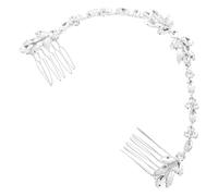 FIXOSHEE Crystal Flower Hair Comb for Bride Silver Bridal Hair Accessory with Soft Chain for Women and Brides