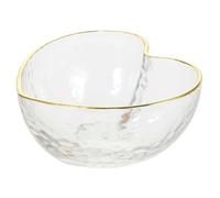 FIXOSHEE Crystal Heart Shaped Glass Bowl with Golden Trim Clear Elegant Dessert Serving Bowl for Fruit Salad Snacks Salads Parties and Weddings Small Crystal Dish
