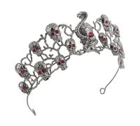 FIXOSHEE Dark Style Skull Headdress Goth Rhinestone Crown Alloy Queen Headpiece for Halloween Banquet Party