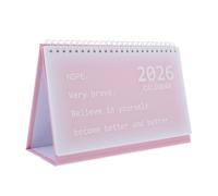 FIXOSHEE Desk Calendar Pink Coil Binding Standing Flip Desktop Calendar with Thick Paper Smooth Page Turning for Students Teachers Workers Home Office Use
