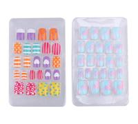 FIXOSHEE Detachable Artificial Fingernails Set for Children, 2 Boxes Jelly Glue Fake Nails, Non-toxic, Eco-friendly Manicure for Kids, Assorted Patterns, Safe Random Color Random Style