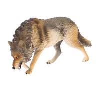 FIXOSHEE Detailed Small Artificial North American Brown Wolf Model Realistic Abs Wildlife Animal Ornament for Cognitive Learning Home and Outdoor Decoration Tabletop and Patio Display