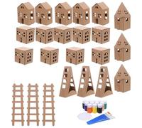 FIXOSHEE DIY Miniature Cardboard House for Small Paper Playhouse for Coloring Crafting and Decorating Portable Educational Model Kit for Creative Handicrafts and Decor