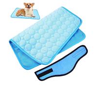 FIXOSHEE Dog Cooling Bandana and Ice Silk Mat Neck Wrap for Small Medium Dogs Lightweight Cooling Scarf and Mat for Hot Weather Activities