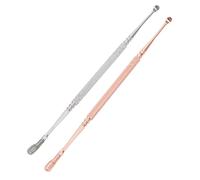 FIXOSHEE Double-Head Spring Ear Cleaning Spoon Stainless Steel Earwax Removal Tool Ear Care in Silver and Rose Gold