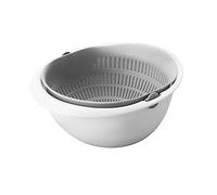 FIXOSHEE Double Layer Rotating Drain Basket for Kitchen Sink Grey Multifunctional Plastic Fruit and Vegetable Washing Strainer Quick Drain Storage Basket for Household Use