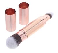 FIXOSHEE Dual Ended Retractable Makeup Brush for Powder and Concealer Soft Synthetic Bristles for Smooth Application Versatile Foundation and Blush Tool in Rose Gold for Travel and Precise