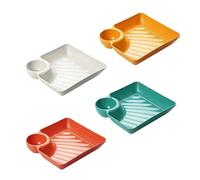 FIXOSHEE Dumpling and Sushi Serving Plate 4Pcs Square PP Snack Plates with Stackable Design for Family Appetizer Serving