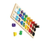 FIXOSHEE Educational Wooden Puzzle for Math Learning Board with Shape Matching and Number Counting Rings Interactive Montessori for Hand Eye Coordination and Cognitive Development