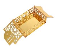 FIXOSHEE Eid Mubarak Candy Box Small Acrylic Ramadan Treat Container 2mm Gold Mirror Finish Decorative Box for Islamic Festival Party and Home Decorations