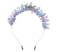 FIXOSHEE Elegant Handmade Crystal Crown Headband for Women Delicate Alloy Sorcerer Tiara with Triple Goddess Moon and Sun Design Charming Wedding and Party Head Jewellery
