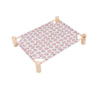 FIXOSHEE Elevated Dog Bed Large with Wood Frame and Breathable Cooling Mesh, Washable Raised Pet Cot 65x53x13cm for Outdoor Travel and Camping, Portable Cooling Bed for Dogs and Cats