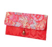 FIXOSHEE Embroidered Lucky Fu Character Red Envelope Bag, Fire Red Fabric Money Pouch for Spring Festival, Wedding, Portable Festive Storage and Change Bag