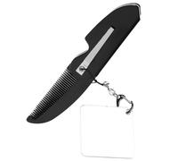 FIXOSHEE Foldable Fine Tooth Comb with Keychain and Square Mirror for Men Portable Pocket Beard Comb Lightweight Travel Grooming Tool Compact and Design