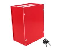 FIXOSHEE Fundraising Donation Box with Lock Opaque PVC Ballot Box for Voting Complaint and Charity Use Compact Privacy Assured Suggestion Container for Office Church School Red