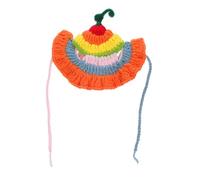 FIXOSHEE Funny Knitted Rainbow Cat Hat with Ear Holes Soft Warm Pet Costume Accessory for Kitten Birthday Halloween Party Outfits