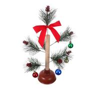FIXOSHEE Funny Plunger Christmas Tree Unique Holiday Decor with Ornaments and Bow Durable Artificial Xmas Ornament for Home Office Party Prank and Festive Gift