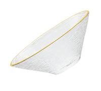 FIXOSHEE Glass Salad Bowl with Gold Rim Medium Nordic Crystal Mixing Bowl for Fruits Desserts and Snacks Smooth Surface Serving Dish for Kitchen and Restaurant Use