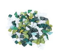 FIXOSHEE Glitter Crystal Mosaic Stones Irregular Smooth DIY Craft Materials for Handmade Decorations in Green and White Heat and Humidity Resistant Stones for Creative Arts and Jewelry