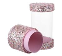 FIXOSHEE Glitter Makeup Brush Holder with Lid Cosmetic Organizer Box for Vanity Stylish Storage for Brushes Sponges Lipsticks and Makeup Essentials Fashionable Two Cup Design