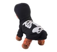 FIXOSHEE Glow in The Dark Skeleton Dog Costume L, Skull Pattern Pet Jumpsuit for Small Dogs and Cats, Black Printed Puppy Halloween Party Clothes