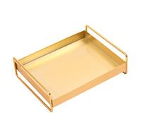 FIXOSHEE Golden Metal Desktop Storage Tray Stylish Jewelry Organizer for Vanity Dresser Entryway Decorative Sundries Shelf for Toiletries Media Devices Cocktails and Appetizers