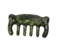 FIXOSHEE Green Jade Scalp Massage Comb with Bear Shaped Handle Natural Jade Hair Guasha Scraping Tool for Relaxing Scalp Care and Detangling Handheld Beauty Accessory for All Ages