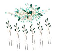 FIXOSHEE Green Rhinestone Bridal Hair Combs Lightweight Side Hair Pins for Wedding for Bridesmaids and Women Elegant French Style