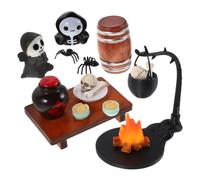 FIXOSHEE Halloween Dollhouse Miniature Skull Figurine Realistic Lightweight Haunted Village Accessories Unique Hanging Skeleton Decoration for DIY Garden and Holiday Scenes