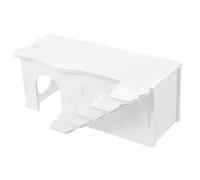 FIXOSHEE Hamster House and Guinea Pig Hideout with Ladder Platform, White Small Two-room Maze Shelter, Cage Decor and Hiding Place for Small Pets