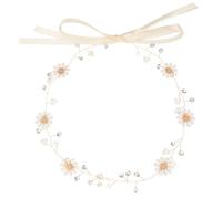 FIXOSHEE Handmade Pearl Daisy Flower Crown Floral Headband Bridal Hair Wreath for Wedding Party Photography Women Festival Hair Accessory